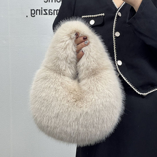 Naked hand made Portable Fur Bag Fall Winter bag